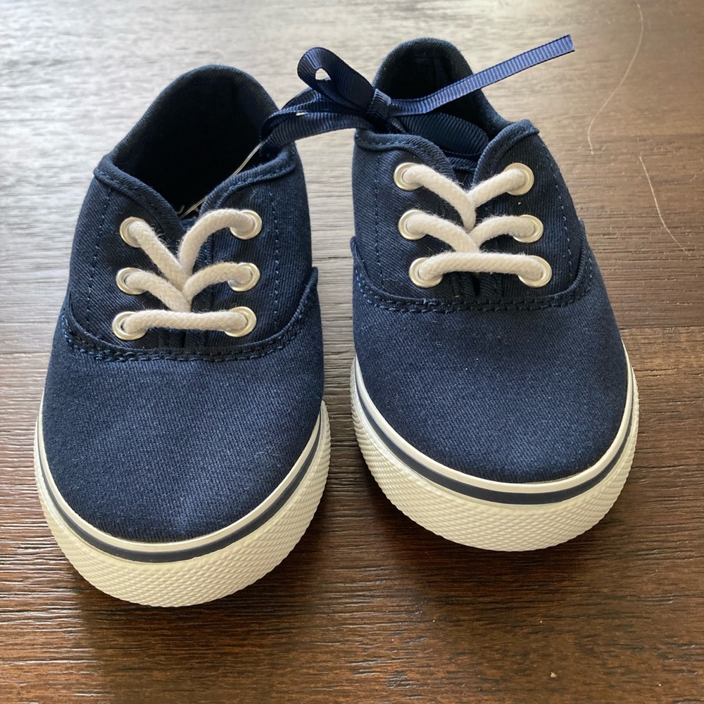 Janie and Jack Navy and White Canvas Kids Sneakers